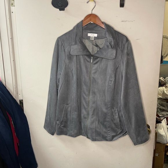 Cjbanks full zip, suede feel,  polyester size 1X jacket - Picture 1 of 10